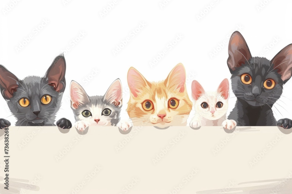 Adorable Web Banner Featuring Pets Of Various Species Peeking Over A White Edge. Сoncept Pet Peek-A-Boo, Whimsical Animal Banners, Cute Pet Collage, Playful Creature Cutouts Adorable Web Banner Featuring Pets Of Various Species Peeking Over A White Edge. Сoncept Pet Peek-A-Boo, Whimsical Animal Banners, Cute Pet Collage, Playful Creature Cutouts