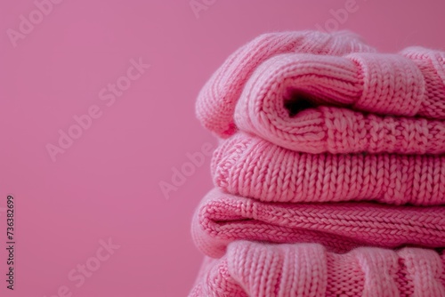 Incorporating Pink Sweaters And A Pink Backdrop To Create A Fashionable And Versatile Setting With Space For Text. Сoncept Pink Sweater Styling, Pink Backdrop, Fashionable Photoshoot