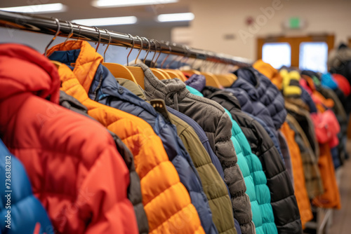 Volunteers Demonstrate Compassionate Clothing Drive Efforts With Diverse Selection Of Coats, Varying In Sizes And Colors