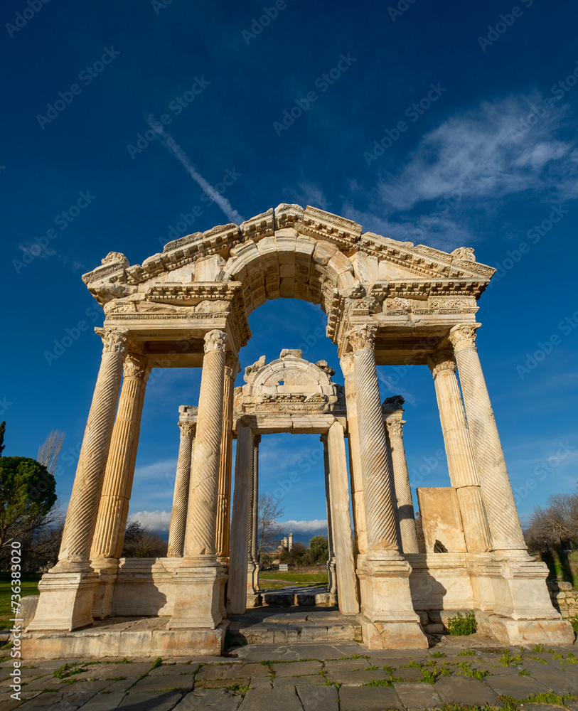 Monumental Gate in the Ancient City of Aphrodisias, (Tetrapylon) .