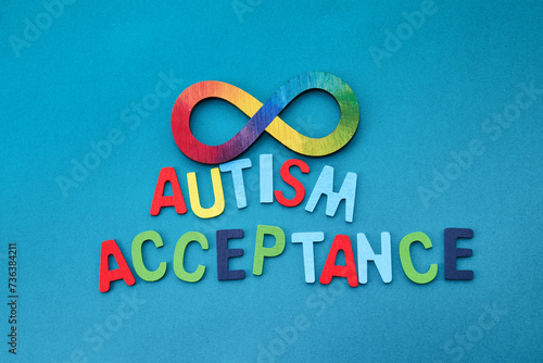 Autism acceptance month. Infinity symbol of autism. Accepting autistic people.