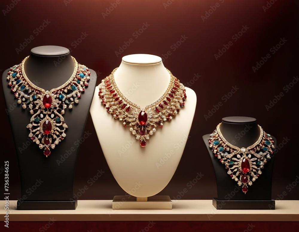 Elegant necklace jewelry presentation showcase stand. 3d rendering. Elegant necklace jewelry presentation showcase stand. 3d rendering.