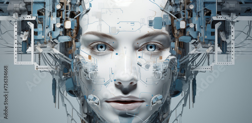 Konzept K  nstliche Intelligenz  Maschinenlernen eines humanoiden Roboters  Cyborg  Mesch Maschine Kombination