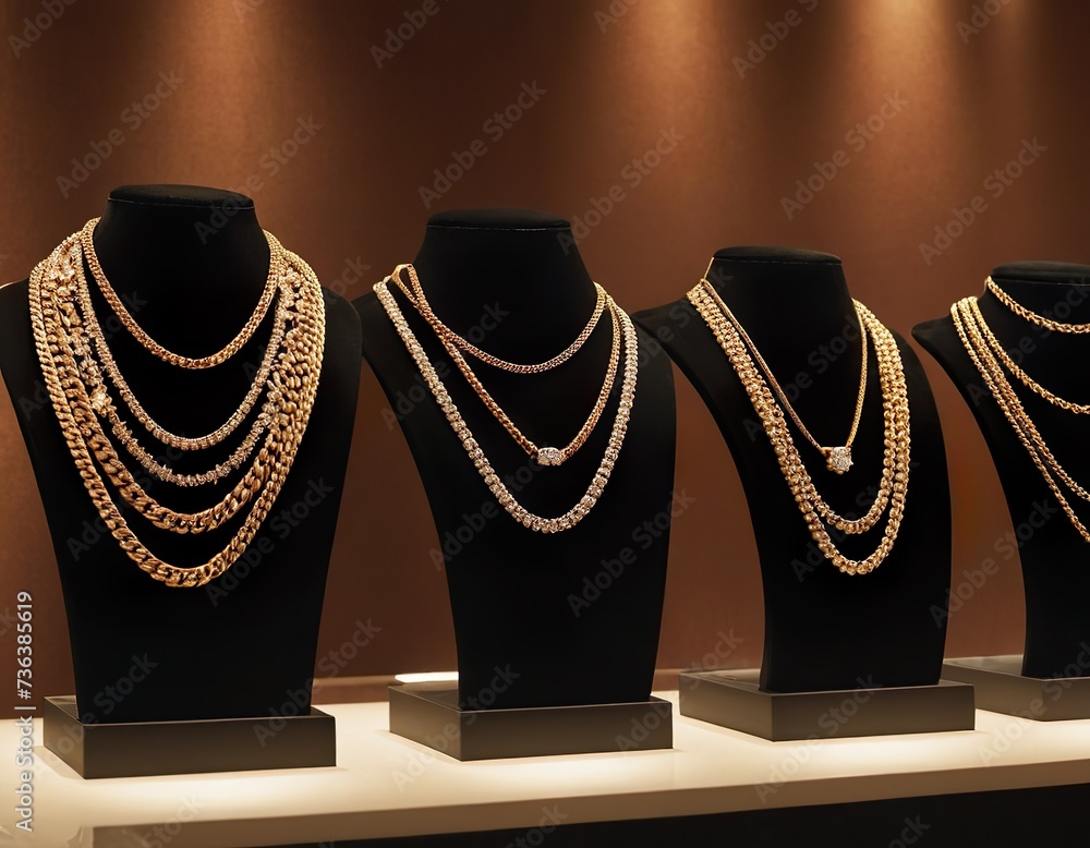 Elegant necklace jewelry presentation showcase stand. 3d rendering. Elegant necklace jewelry presentation showcase stand. 3d rendering.