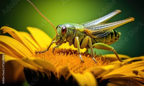 Close Up of a Grasshopper on a Flower © uhdenis