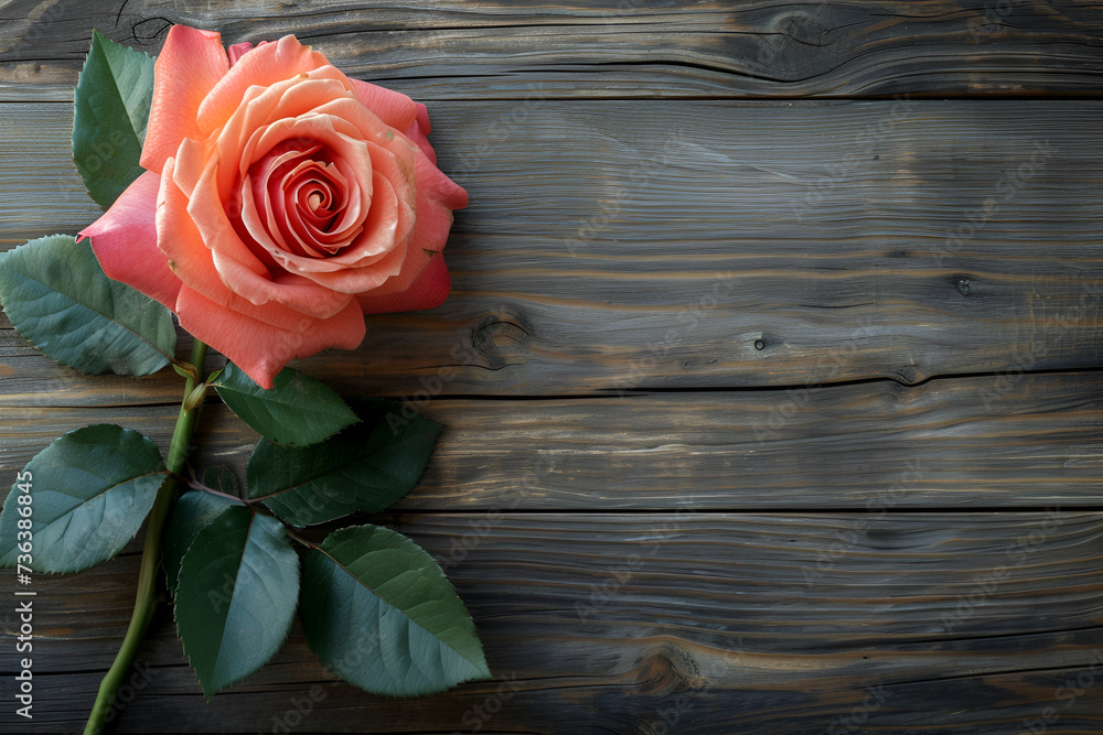 Pink and white ranunculus flowers,  Sunlight On Roses In Love, roses with wooden piece, one rose, three rose, light color roses, old wooden, ai generated