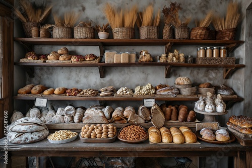 A busy bakery showcasing a variety of bread types, offering a vast selection to customers.