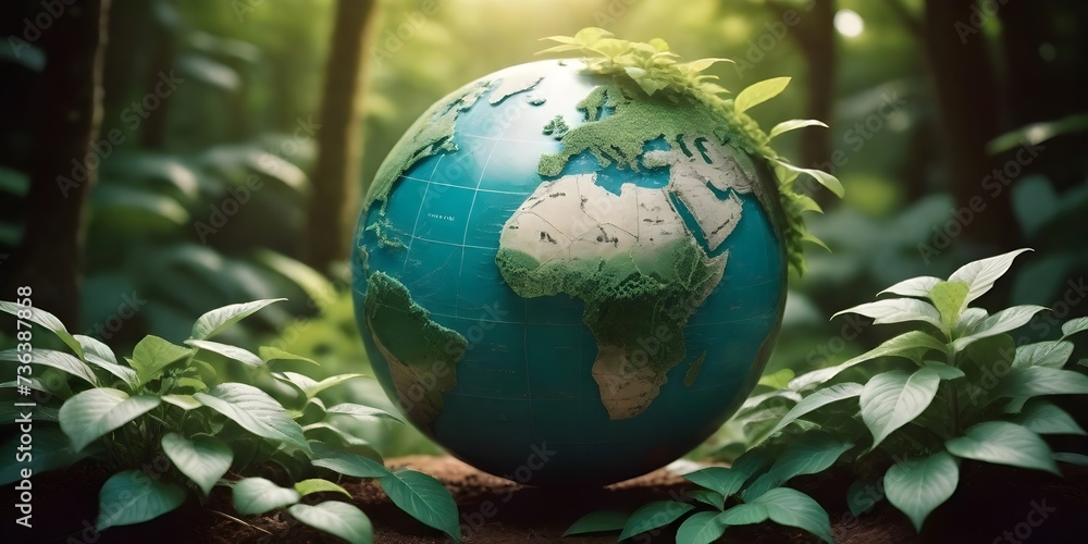 Verdant Globe Standing Amongst Forest Plants Illuminated by Sunlight Verdant Globe Standing Amongst Forest Plants Illuminated by Sunlight