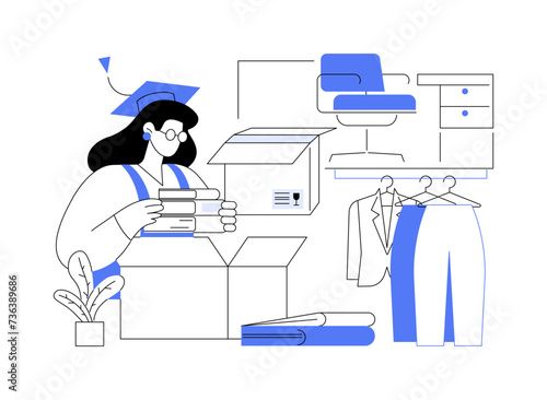Unpacking things isolated cartoon vector illustrations.