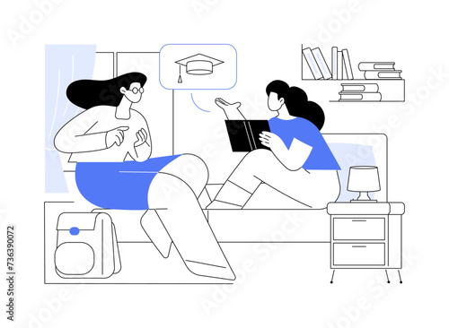 Meeting new roommates isolated cartoon vector illustrations.