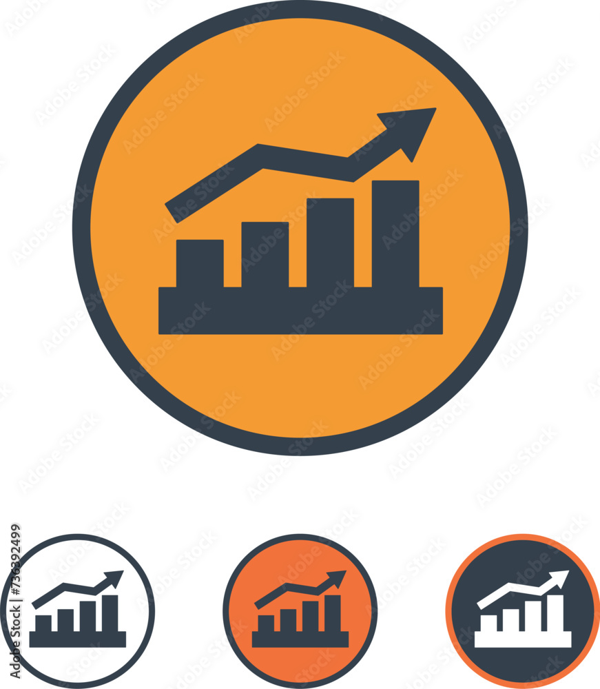 Dynamic bar chart icon set for financial success. Dynamic bar chart icon set for financial success.