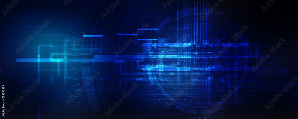 2d illustration Abstract futuristic electronic circuit technology background