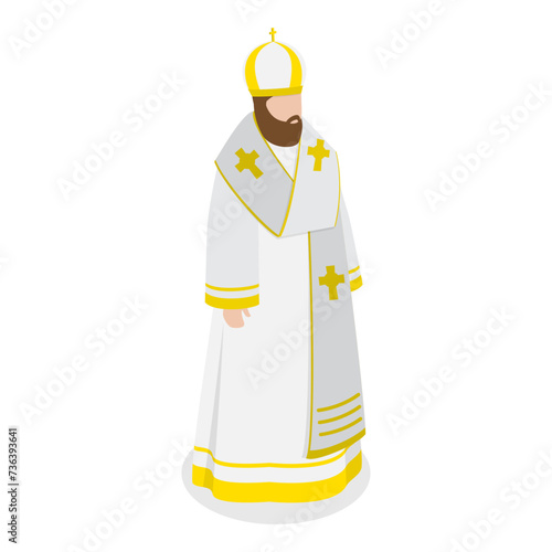 3D Isometric Flat Vector Set of Religious Leaders, Character Dressed in Classical Robes. Item 2