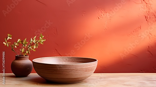 A top view of a warm and inviting terracotta background  reminiscent of earthy tones and natural warmth