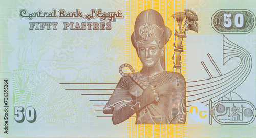 Egyptian fifty pound banknote is issued by Central Bank of Egypt as money cash photo