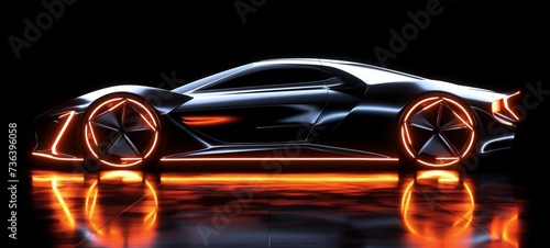 Luxury Futuristic Sports Glowing Car © HQ2X2