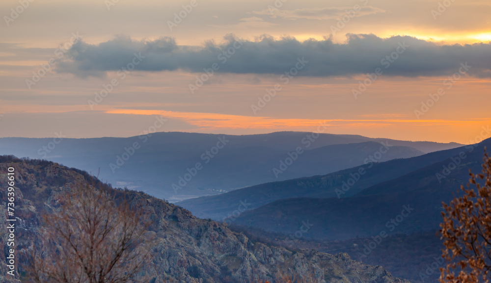 Beautiful landscape view of peaks of Rhodope mountains