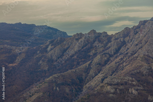 Beautiful landscape view of peaks of Rhodope mountains