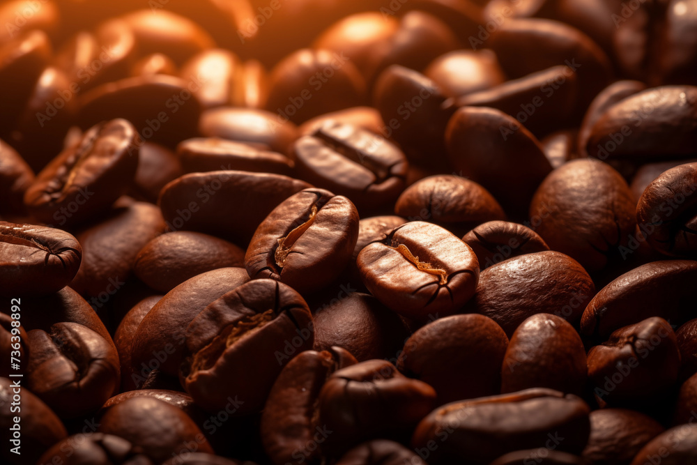 Fototapeta premium Cup of coffee. Coffee beans. Cozy good morning. Cafe