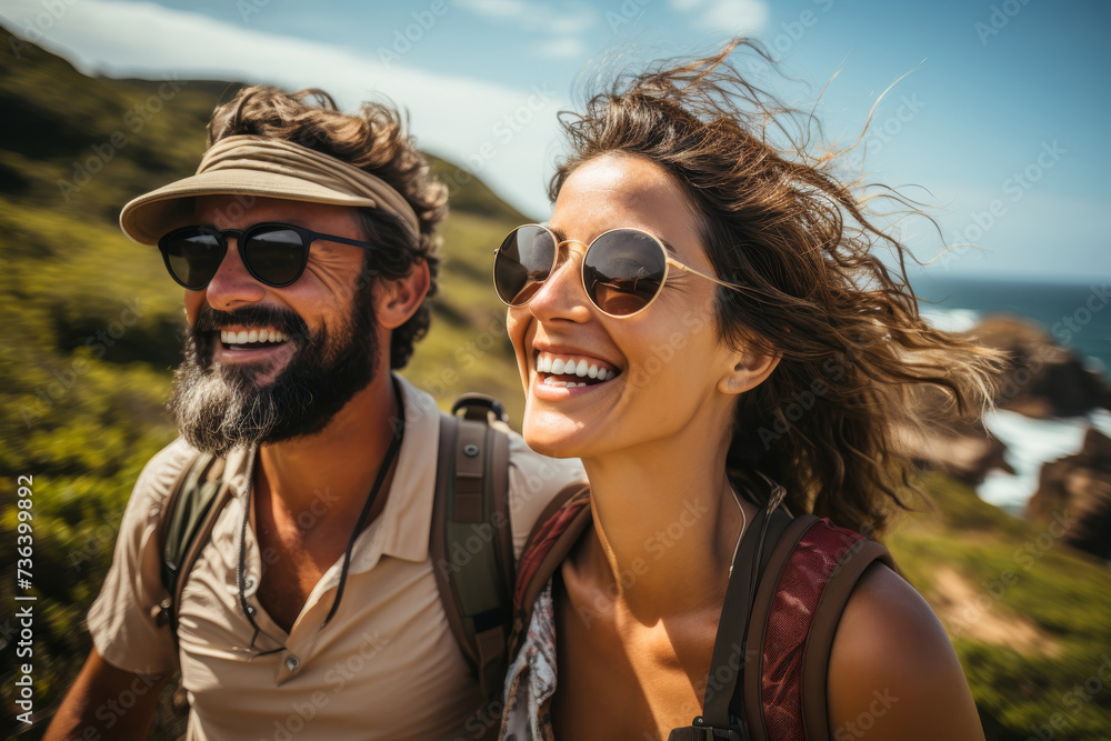 portrait of an adventurous couple exploring the world