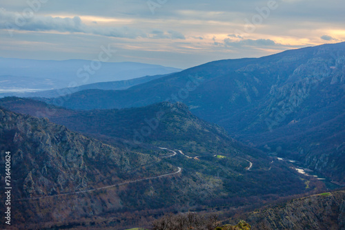 Beautiful landscape view of peaks of Rhodope mountains