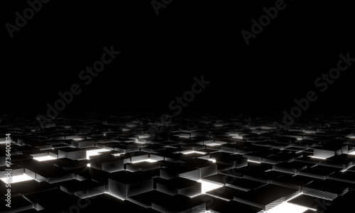 black carbon fibre background, cube pattern with light areas. futuristic and modern.