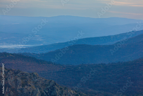 Beautiful landscape view of peaks of Rhodope mountains