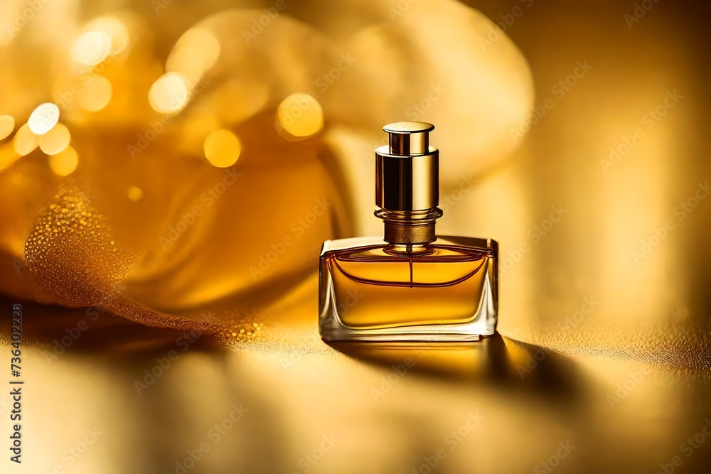 small fancy perfume flacon , bright golden tones small fancy perfume flacon , bright golden tones