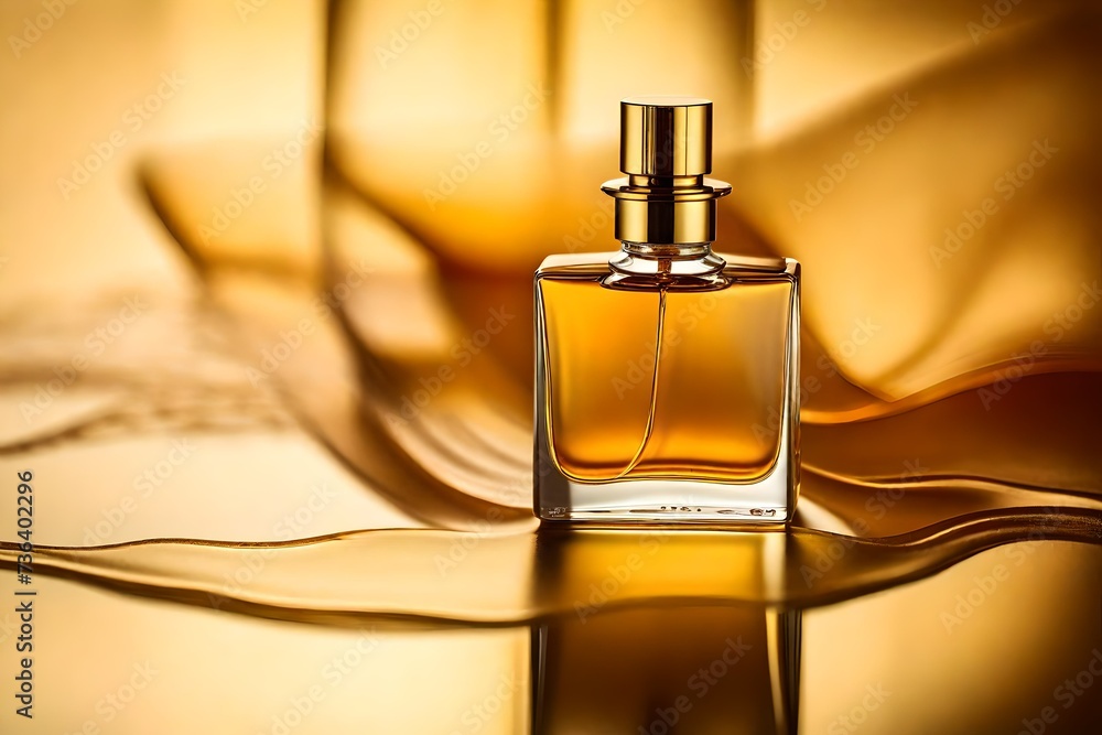 small fancy perfume flacon , bright golden tones small fancy perfume flacon , bright golden tones