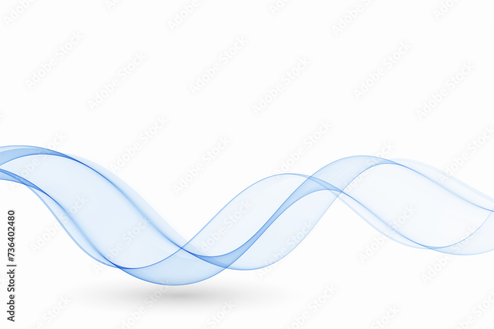 Wavy flow of blue abstract wave motion, with transparent shadow.
