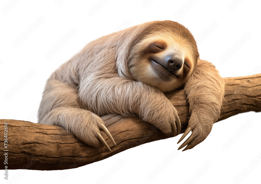 Fototapeta premium Sloth sleeping on a tree branch