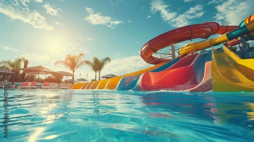 Vibrant Water Park on a Sunny Summer Day © esp2k