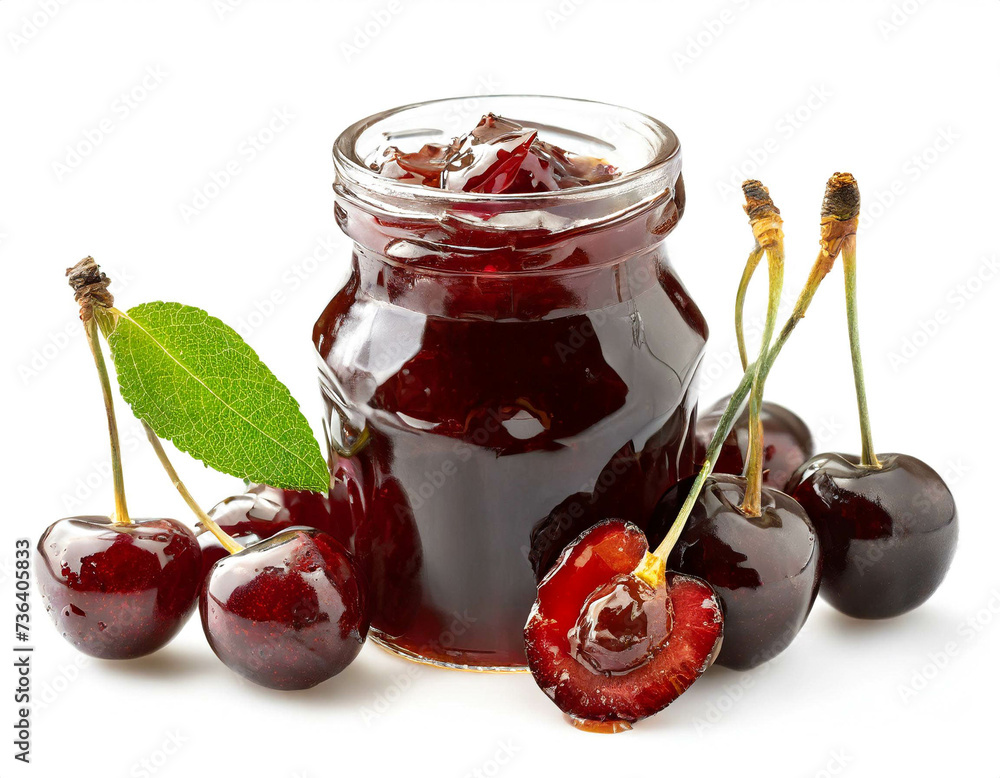 kirsch Marmelade isoliert auf weißen Hintergrund, Freisteller kirsch Marmelade isoliert auf weißen Hintergrund, Freisteller