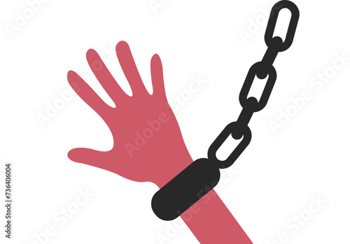 Hand chained and trying to escape illustration
