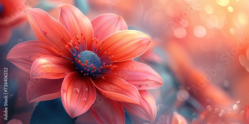 Pink Flower and blur area for text isolated. nature wallpaper themed photo