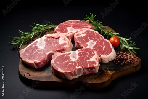 Raw pork meat. Pig rib. Generate Ai