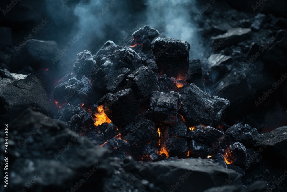 Hot Piece smoldering coal. Energy fuel. Generate Ai Hot Piece smoldering coal. Energy fuel. Generate Ai