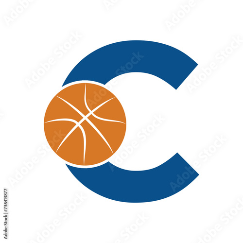 Initial Basket Ball Logo combine with letter C vector template