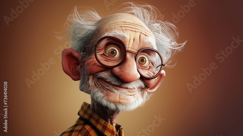 Smiling Senior: Caricature Depicting an Old Man Brimming with Cheer. Crafted with Generative AI