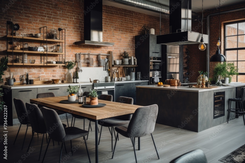 Obraz premium Interior of a loft kitchen