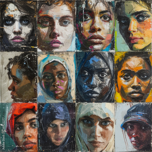 Diverse Faces of Womanhood - Expressive Multicultural Portrait Collage