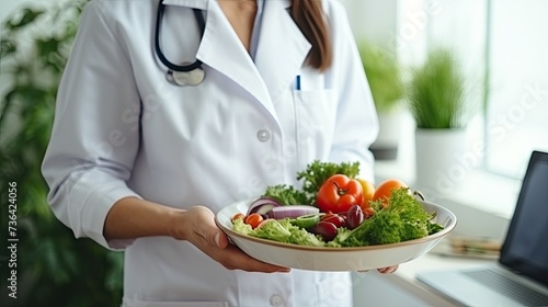 Wallpaper Mural A nutritionist in a medical uniform advises a patient about a healthy lifestyle and healthy food.  close up Nutritionist or Dietitian consultation. Torontodigital.ca