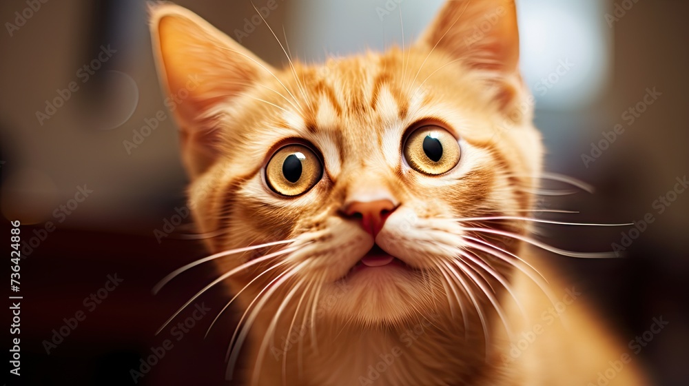 Close-up of an adorable ginger kitten with large eyes, playing Close-up of an adorable ginger kitten with large eyes, playing