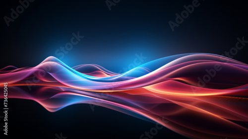 Ethereal dance of light and color. Vibrant hues of blue, red, and purple intertwine gracefully, creating visual symphony against dark backdrop. It evokes wonder and joy, reminiscent of northern lights