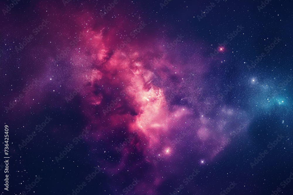 A vibrant and dynamic space scene showcasing a multitude of stars and clouds, Brightly colored space nebula set against a dark backdrop, AI Generated