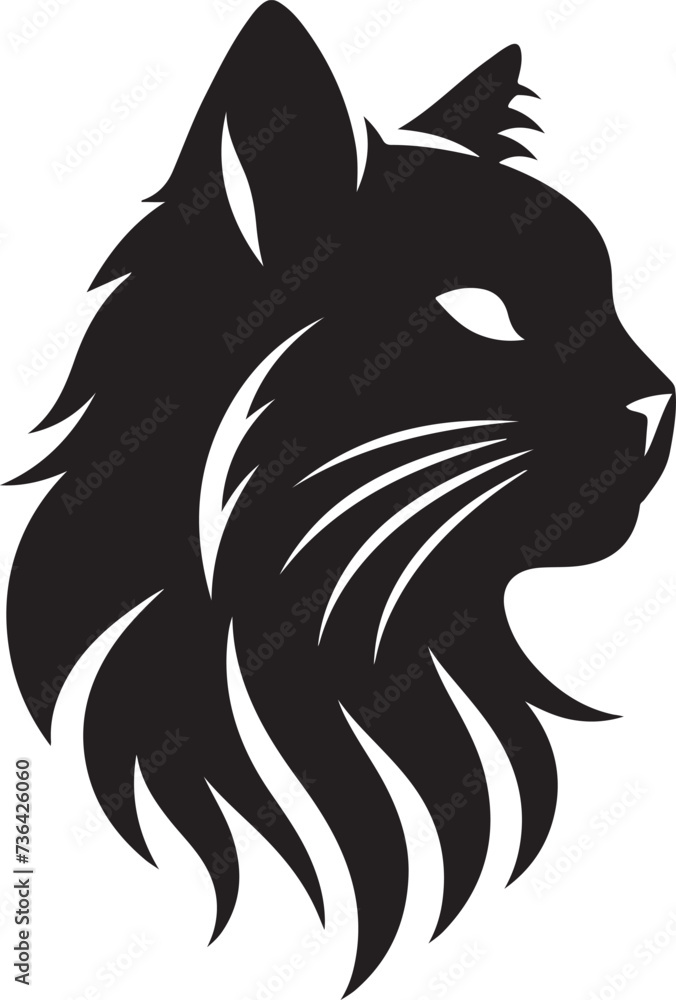 Obraz premium Cat head silhouette vector artwork