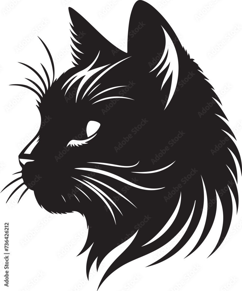 Obraz premium Cat head silhouette vector artwork