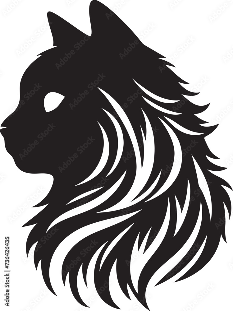 Fototapeta premium Cat head silhouette vector artwork