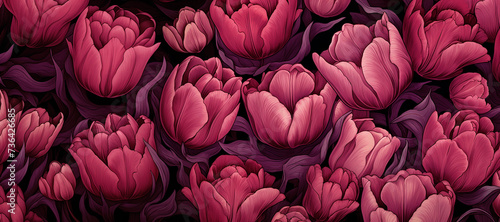 Purple tulips on dark background