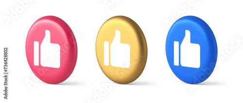 Thumb up like cool button cyberspace approve acceptance communication 3d isometric circle icon